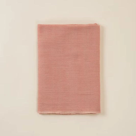 Powder Pink Herringbone Cashmere and Vicuña Wool Scarf