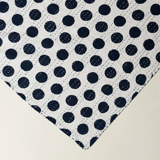 Contemporary Handmade Charcoal Polka Dot Bed Cover