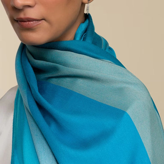 Cyan Cashmere Silk Scarf