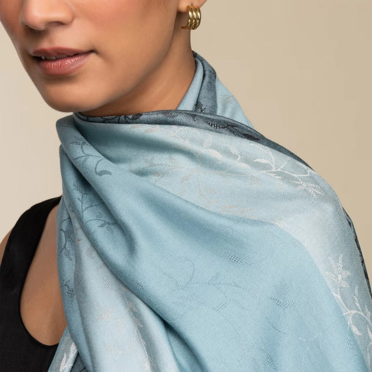 Soft Cerulean Cashmere Silk Scarf